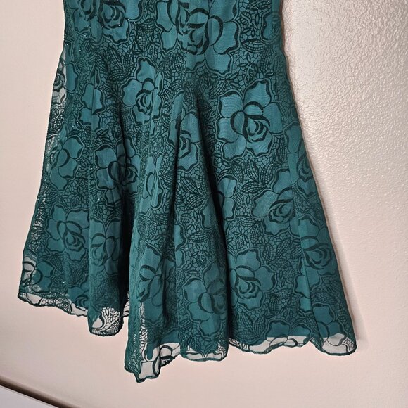 Vintage Zum Zum Size 4 Green Velvet Floral Mini Dress Forest Fairy Whimsigoth - Picture 5 of 11